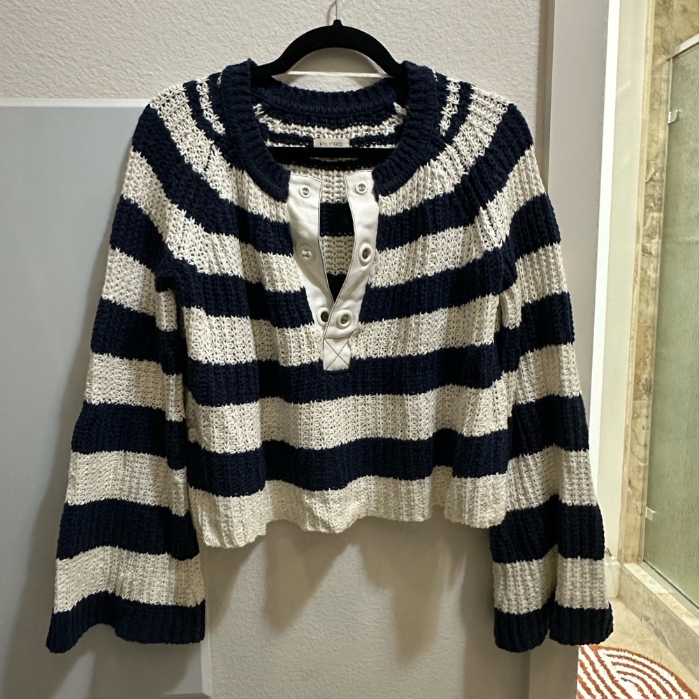 Pilcro Navy and White stripe sweater
